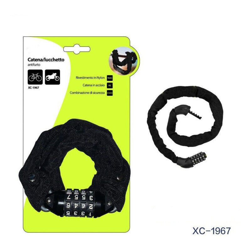 foto del prodotto wisdom catena lucchetto antifurto in acciaio rivestimento in nylon combinazione xc 1967 