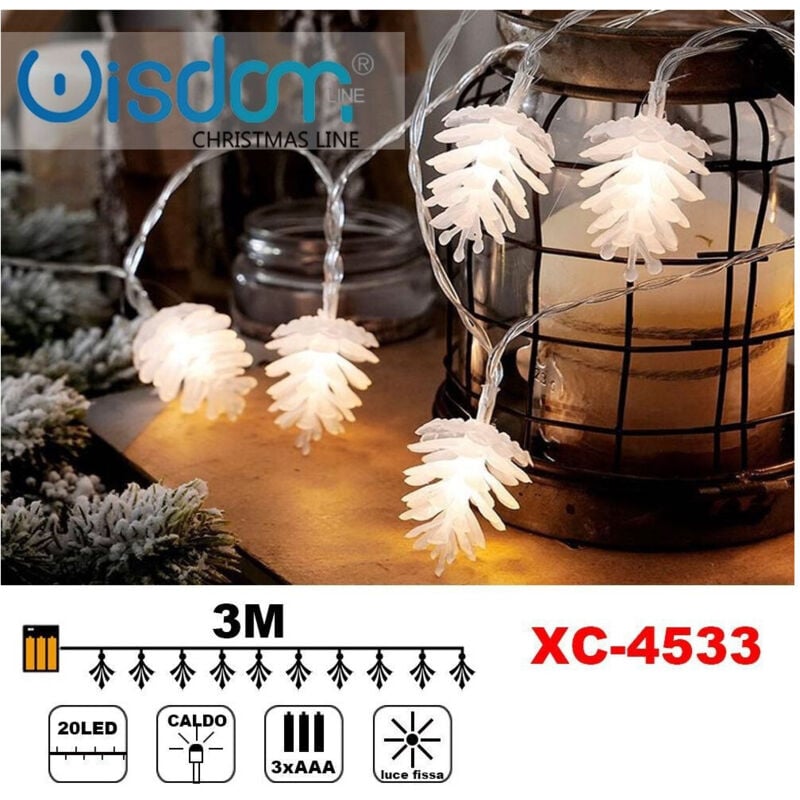 foto del prodotto wisdom catena luminosa 20 led a batteria luce calda fissa decorazioni natalizie xc 4533 