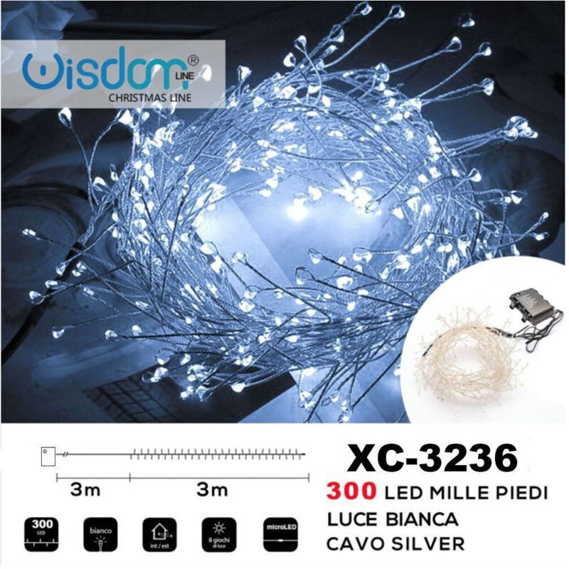 foto del prodotto wisdom catena luminosa 300 led mille piedi effetto ramo luce bianca a batteria xc 3236 