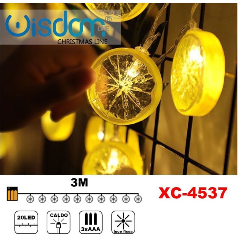 foto del prodotto wisdom catena luminosa fette agrume 20led batteria luce calda fissa decorazioni xc 4537 