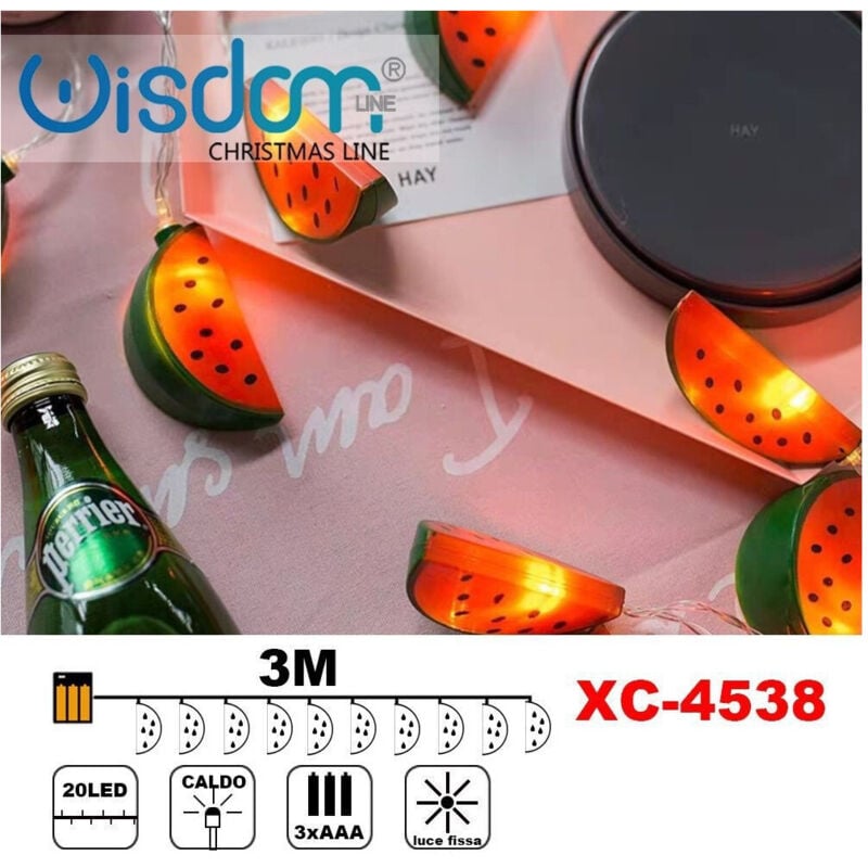 foto del prodotto wisdom catena luminosa fette anguria 20led batteria luce calda fissa decorazioni xc 4538 