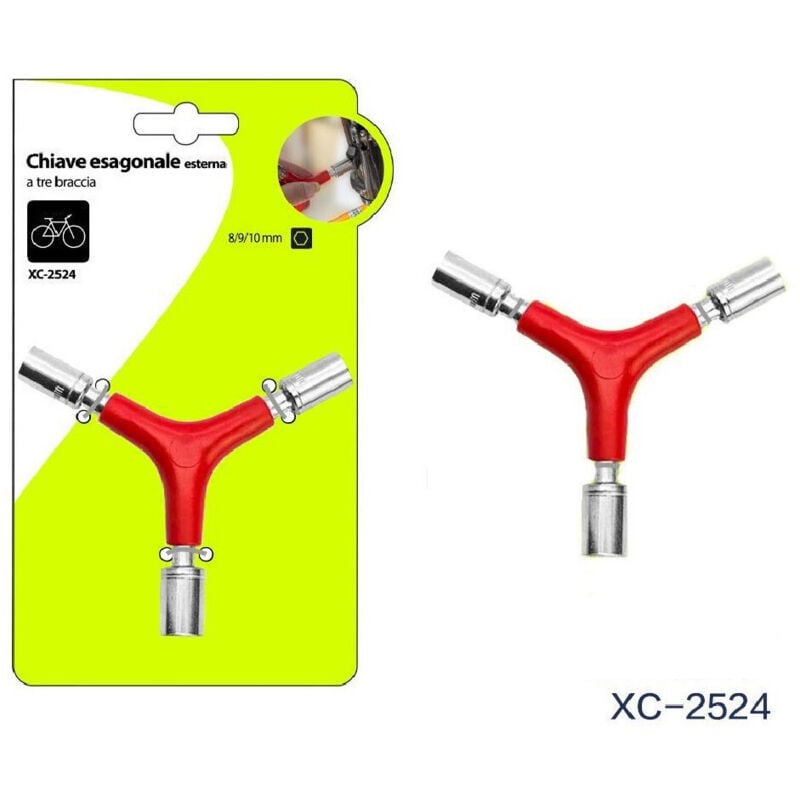 foto del prodotto wisdom chiave esagonale esterna tipo y a bussola per bici a tre braccia 8 9 10mm xc2524 