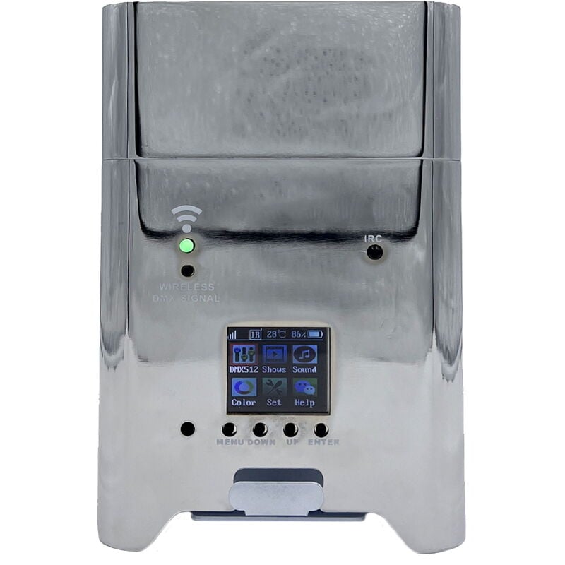 foto del prodotto wisdom - faro led a batteria 6x18w rgbwauv 6 in 1 wifi cromato a specchio