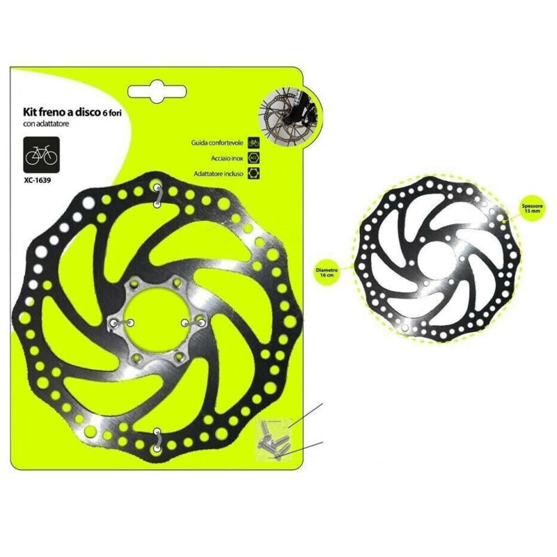 foto del prodotto wisdom freno a disco a 6 fori con adattatore ingranaggio 16 cm bici bicicletta xc 1639 
