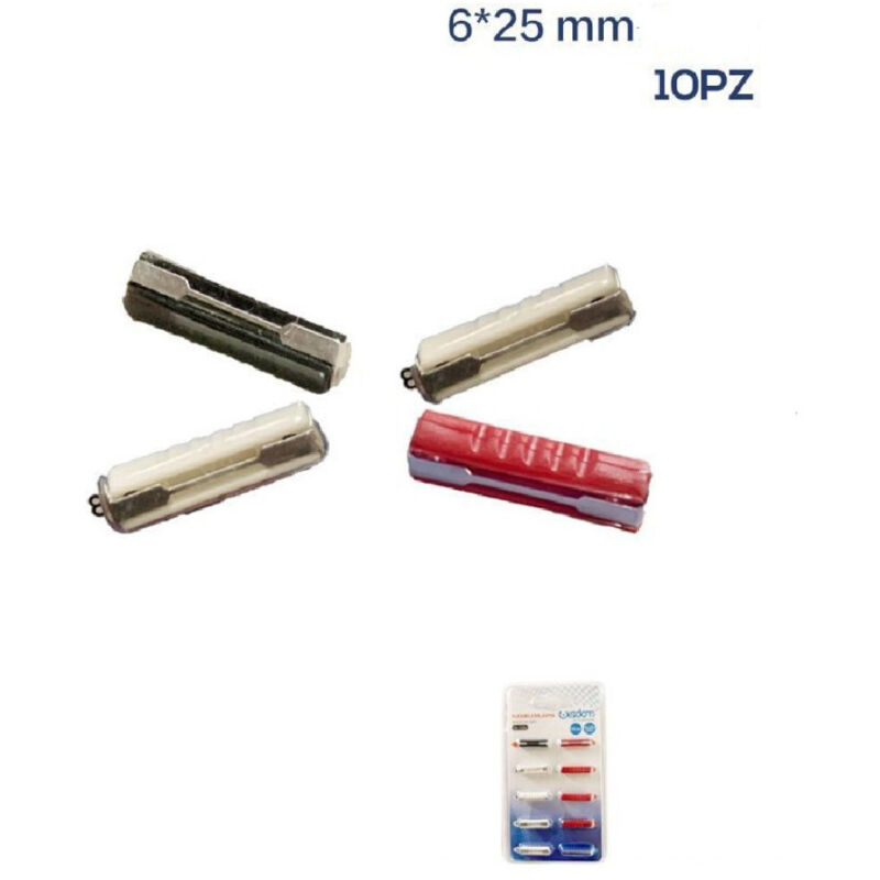 foto del prodotto wisdom kit 10 pz fusibili bilama auto moto scooter 6x25mm 5a 8a 16a 20a 25a 30a xc 1316 