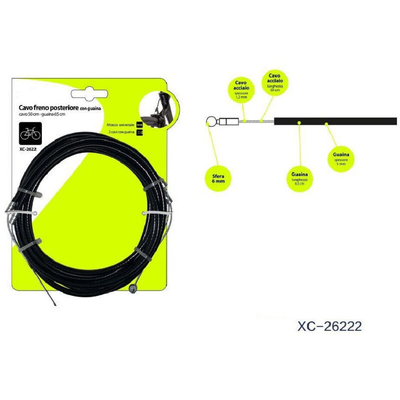 foto del prodotto wisdom kit 2 pezzi cavo freno posteriore con guaina universale per bicicletta xc 2622 