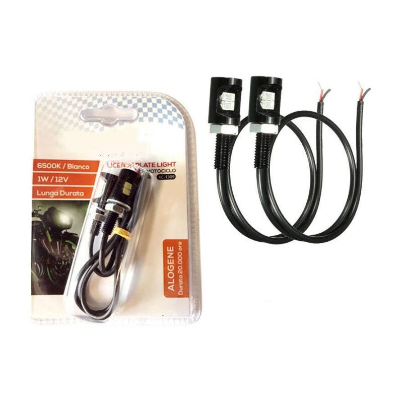 foto del prodotto wisdom kit 2pz luce a led per targa motociclo moto luce bianca 6500k 1w alogene xc 1309 