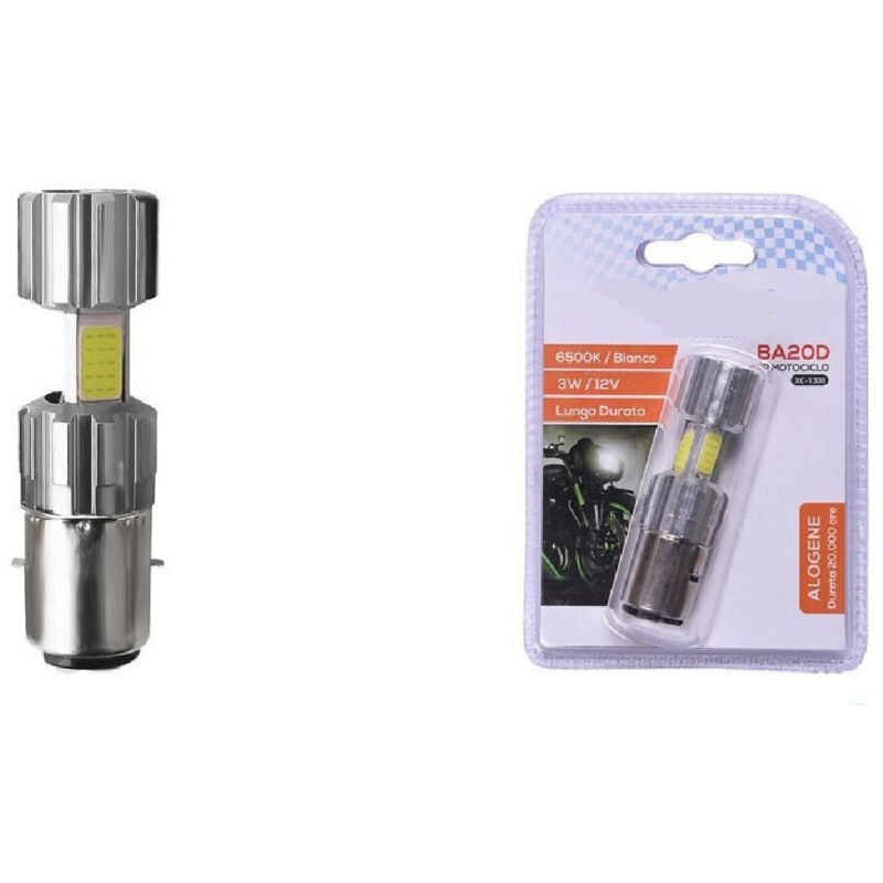 foto del prodotto wisdom lampadina per motociclo ba20d alogena luce bianca 6500k 3w lunga durata xc 1308 