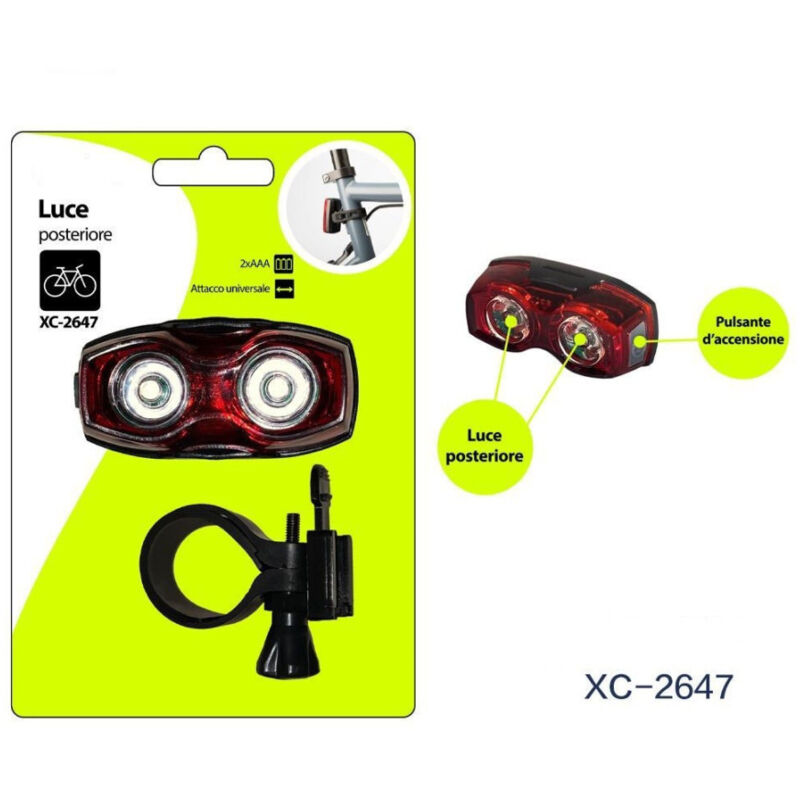 foto del prodotto wisdom luce posteriore fanale per bici attacco universale pulsante accensione xc 2647 
