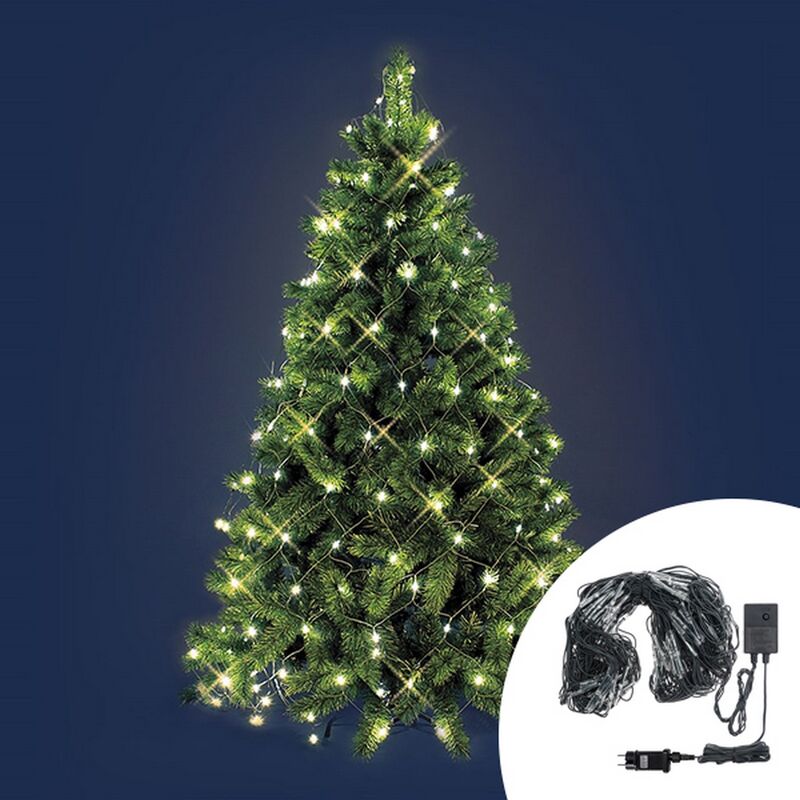 foto del prodotto wisdom mantello a rete di luci per albero di natale da 180cm a 210cm 198 led bianco caldo
