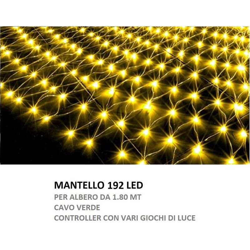 foto del prodotto wisdom mantello led per albero di natale 180cm 198 led rete luminoso filo verde addobbo natalizio luce bianca calda multicolor luce calda