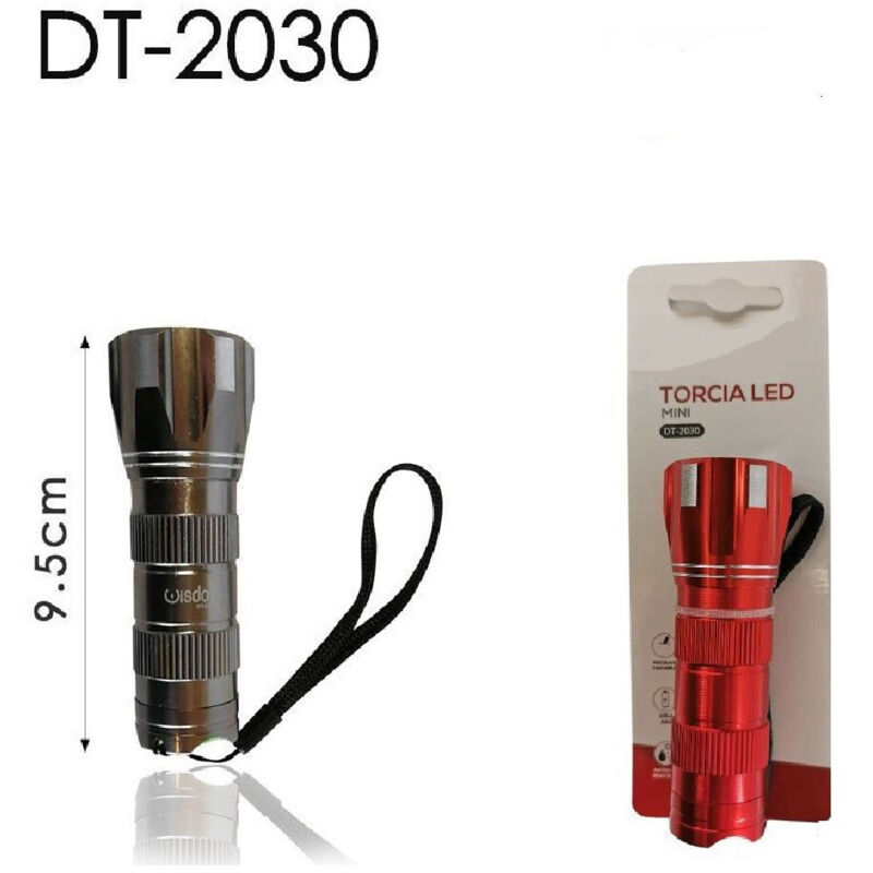 foto del prodotto wisdom mini torcia led elettrica luce tascabile portatile 9.5 cm con gancetto dt 2030 