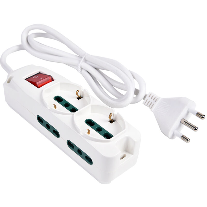 immagine 0 del prodotto wisdom multipresa elettrica bipasso 2p t 10 16a con 2 prese p40 e interruttore soluzione sicura e versatile per casa e ufficio