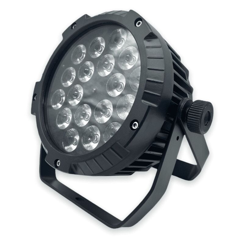 foto del prodotto wisdom par led 18x18 6in1 dmx rgbwauv ip65 con 3 pin xlr