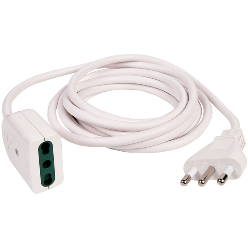 foto del prodotto wisdom prolunga elettrica bipasso 10 16a con spina e presa 2p t cavo h05vv f 1.00mm da 3 metri ideale per uso interno