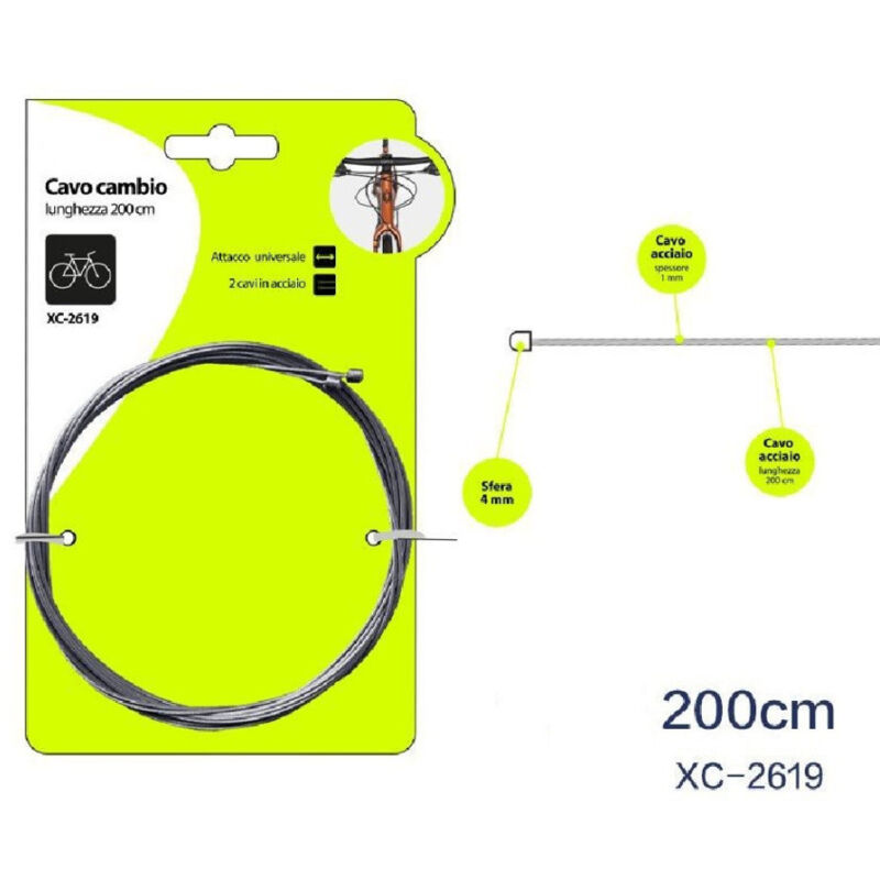 foto del prodotto wisdom set 2 pezzi cavo cavi universali in acciaio per cambio bicicletta 200 cm xc 2619 