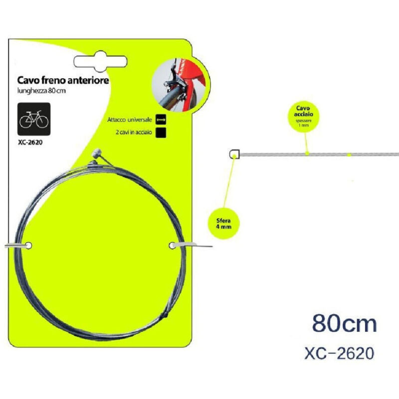 foto del prodotto wisdom set 2 pz cavi cavo freno anteriore acciaio 80 cm attacco universale bici xc 2620 