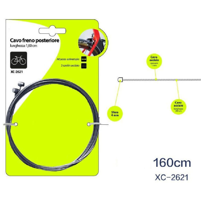 foto del prodotto wisdom set 2pz cavi cavo freno posteriore acciaio 160cm attacco universale bici xc 2621 