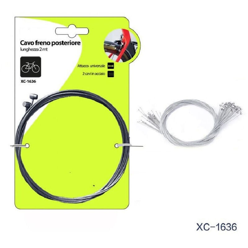 foto del prodotto wisdom set 2pz cavo freno posteriore in acciaio 2mt attacco universale per bici xc 1636 