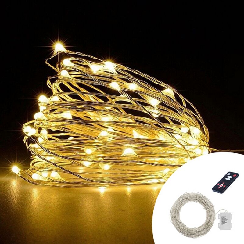 foto del prodotto wisdom stringa 15 metri da 150 microled bianco caldo a batteria con telecomando