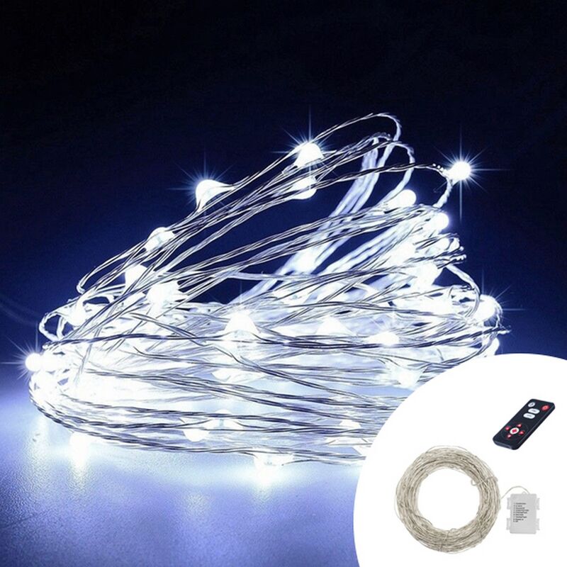 foto del prodotto wisdom stringa 15 metri da 150 microled bianco freddo a batteria con telecomando