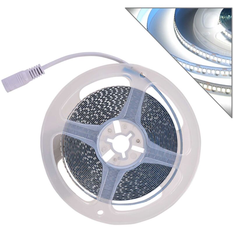 foto del prodotto wisdom striscia 24v ip20 240 led mt luce bianca 6000k alta luminosita facile installazione con biadesivo 3m