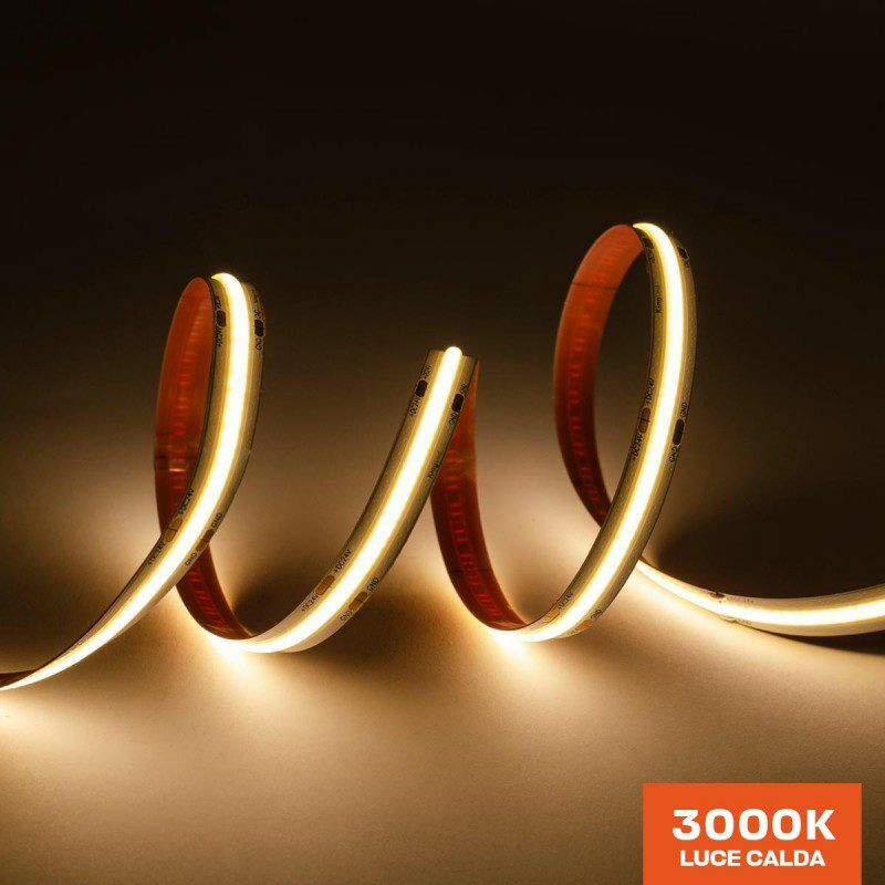 foto del prodotto wisdom striscia led cob cri90 75w 8000lm 24v ip20 pcb 10mm chip led continua calda 3000k