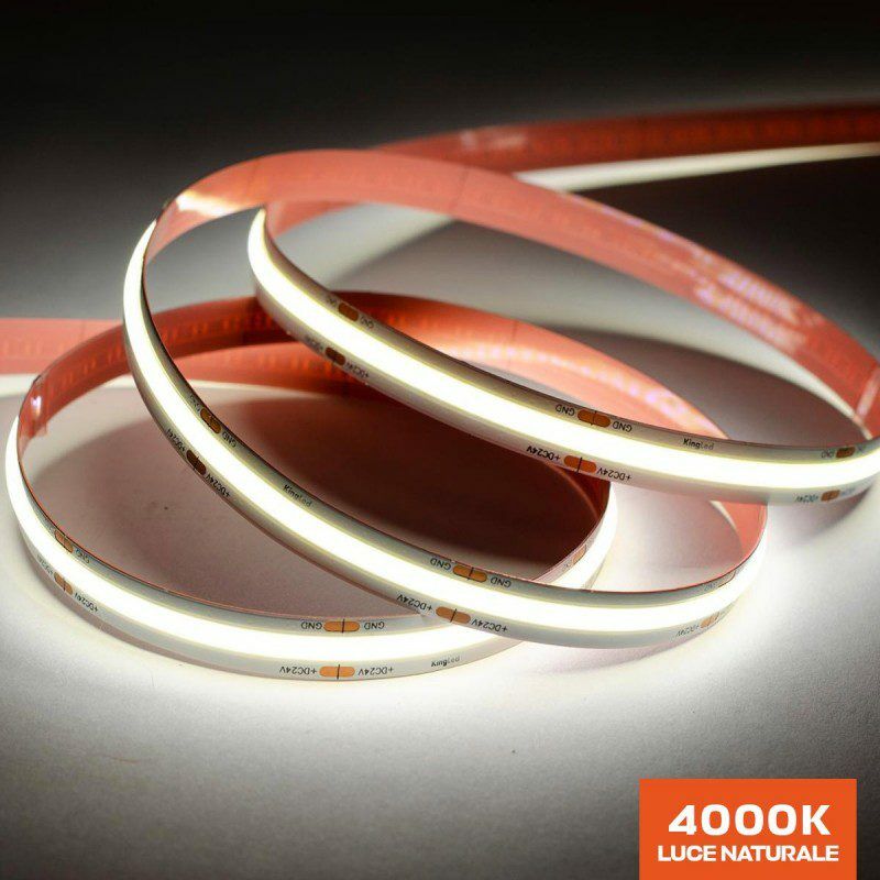 foto del prodotto wisdom striscia led cob cri90 75w 8000lm 24v ip20 pcb 10mm chip led continua naturale 4000k