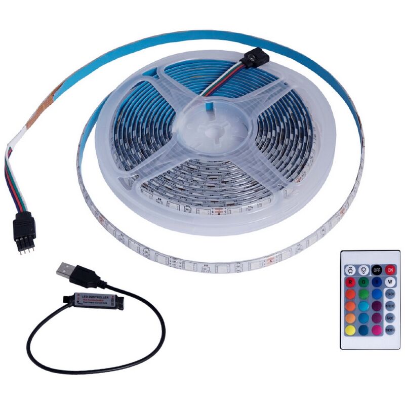 foto del prodotto wisdom striscia led usb 5v retroilluminazione per tv 5w smd 5050 5 metri ip44 rgb