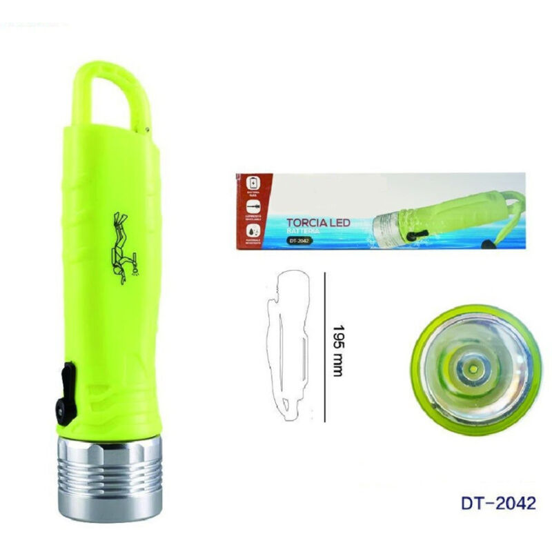 foto del prodotto wisdom torcia led a batteria immersioni subacquee luminosita regolabile 195mm dt 2042 