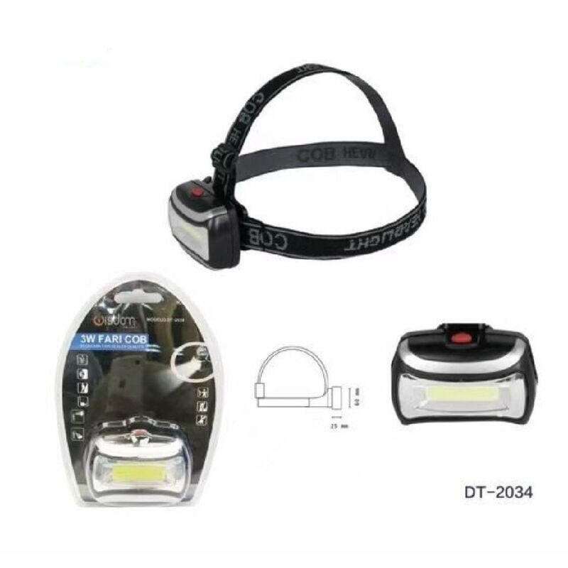 foto del prodotto wisdom torcia led frontale testa 3w led fari cob escursioni pesca luce regolabile dt 2034 