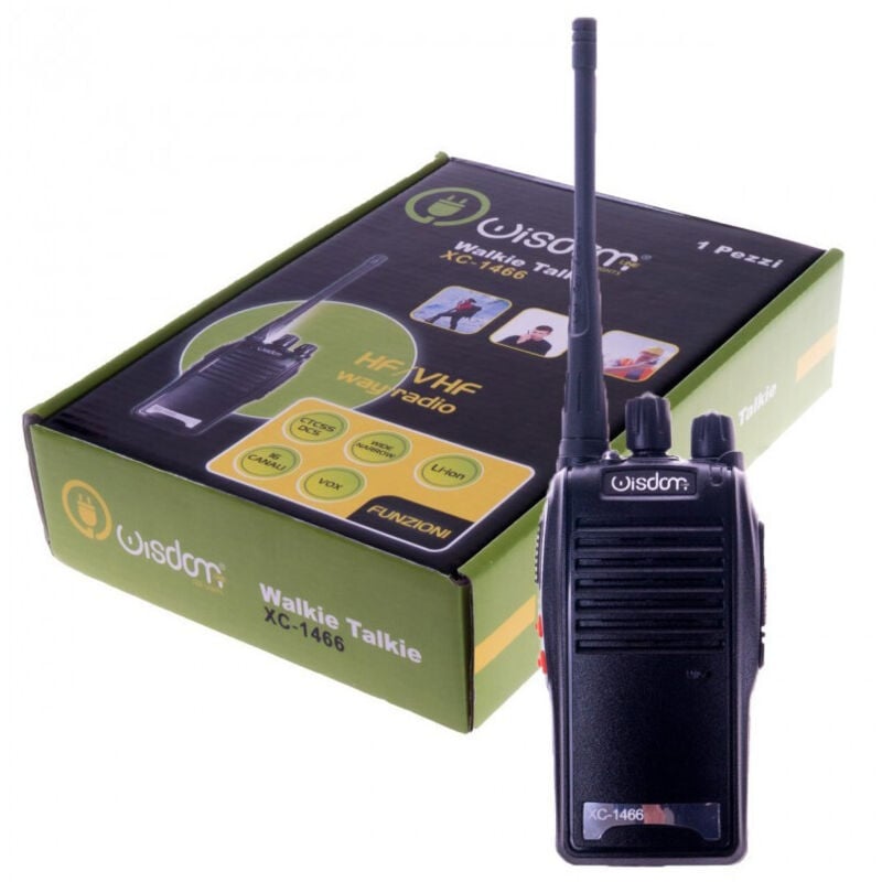 foto del prodotto wisdom walkie talkie ricetrasmettitore wisdom potenza 5w 16 canali batteria al litio 