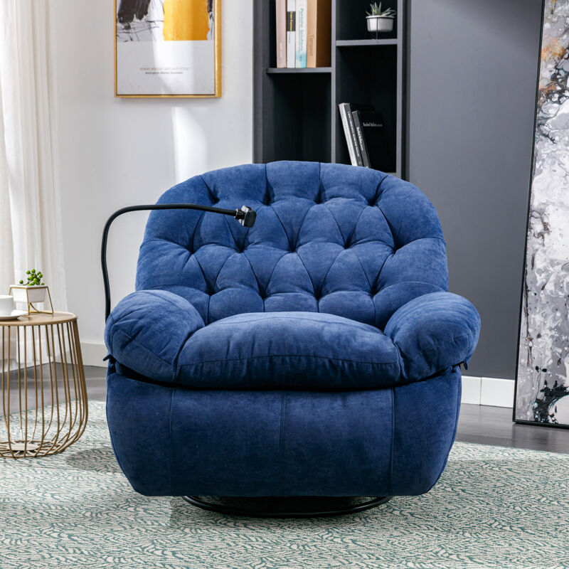 foto del prodotto wishdor altre poltrone poltrona relax massaggiante girevole e reclinabile a 360 . riscaldamento da 90 a 130 e 5 modalit e 4 parti in tessuto blu