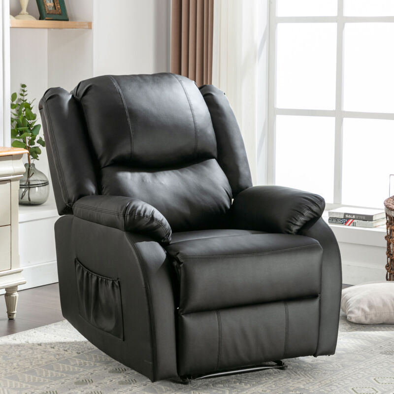 foto del prodotto wishdor altre poltrone poltrona relax semplice. poltrona porta tv per soggiorno. chaise longue in similpelle con poggiapiedi. nero xxl