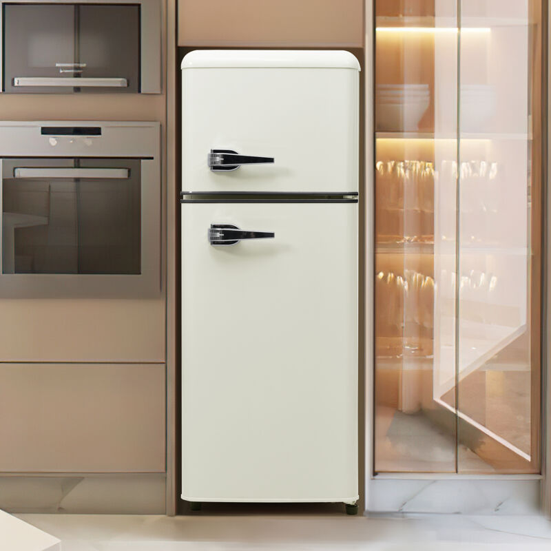 foto del prodotto wishdor mini frigorifero retr , frigorifero congelatore combinato con volume totale di 92 litri, volume congelatore di 28 litri