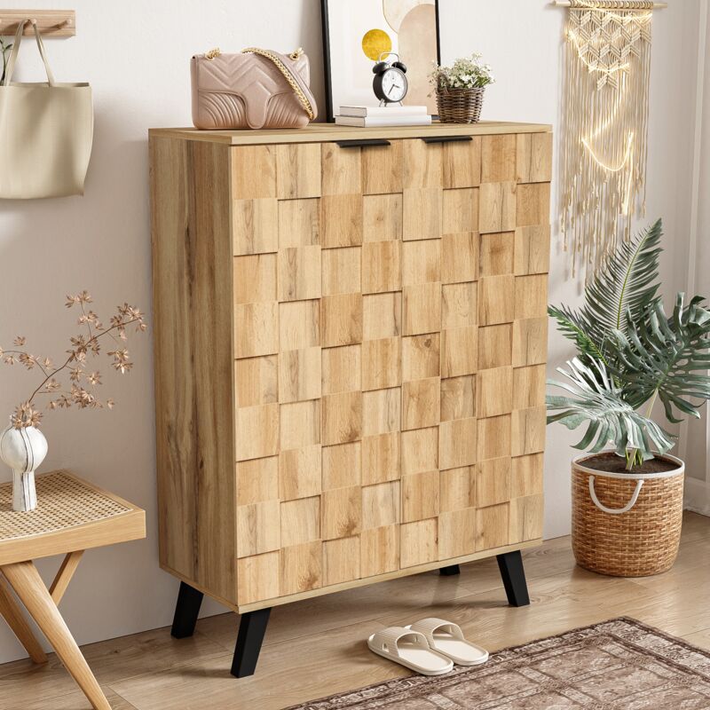 foto del prodotto wishdor scarpiera in legno con 5 scomparti e ripiani regolabili 80,5 x 35 x 109,5 cm