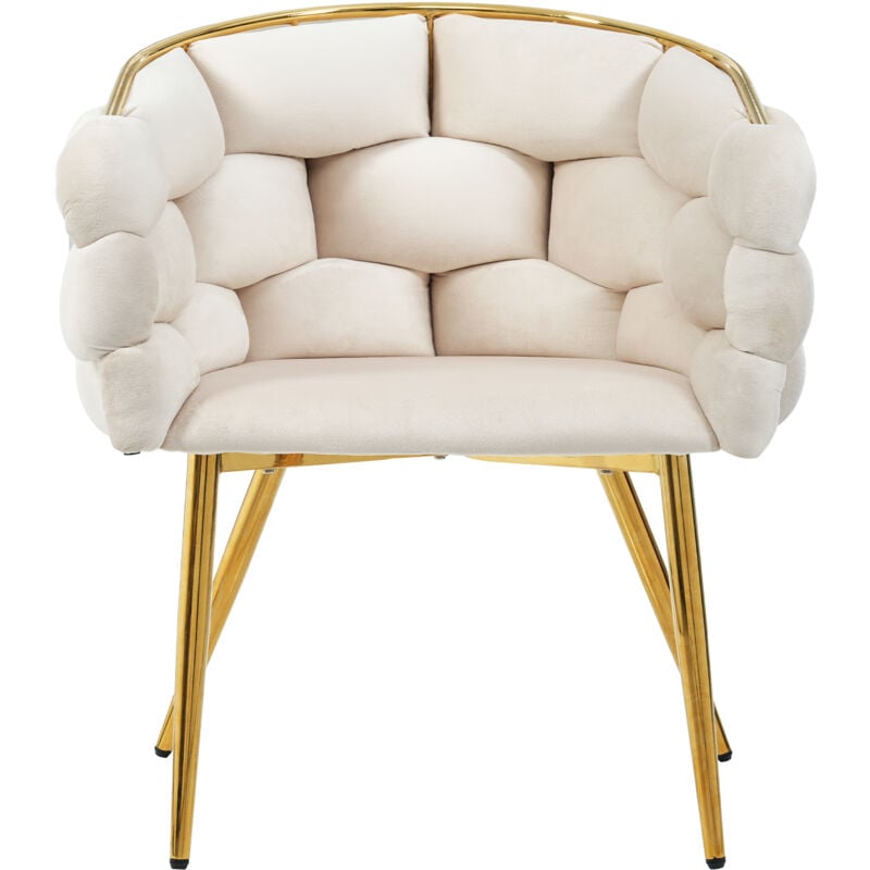 foto del prodotto wishdor sedie di lusso in velluto e meta. grande formato. stile moderno. piedini in metallo. beige