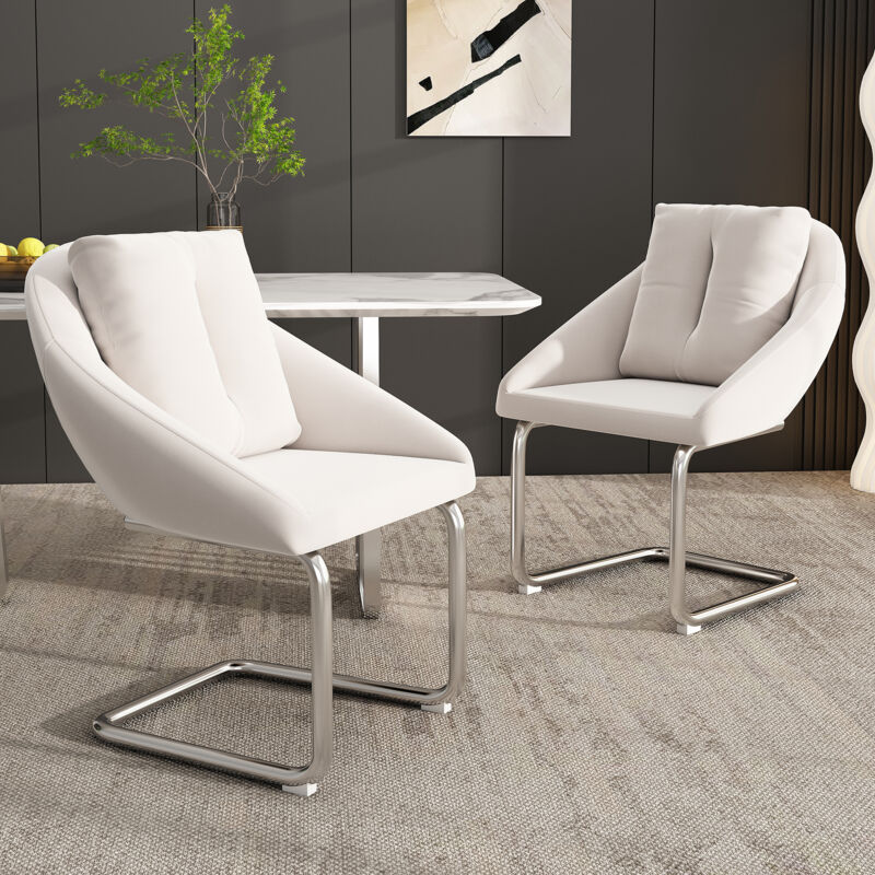 foto del prodotto wishdor set di 2 sedie da pranzo in velluto, gambe in metallo, beige