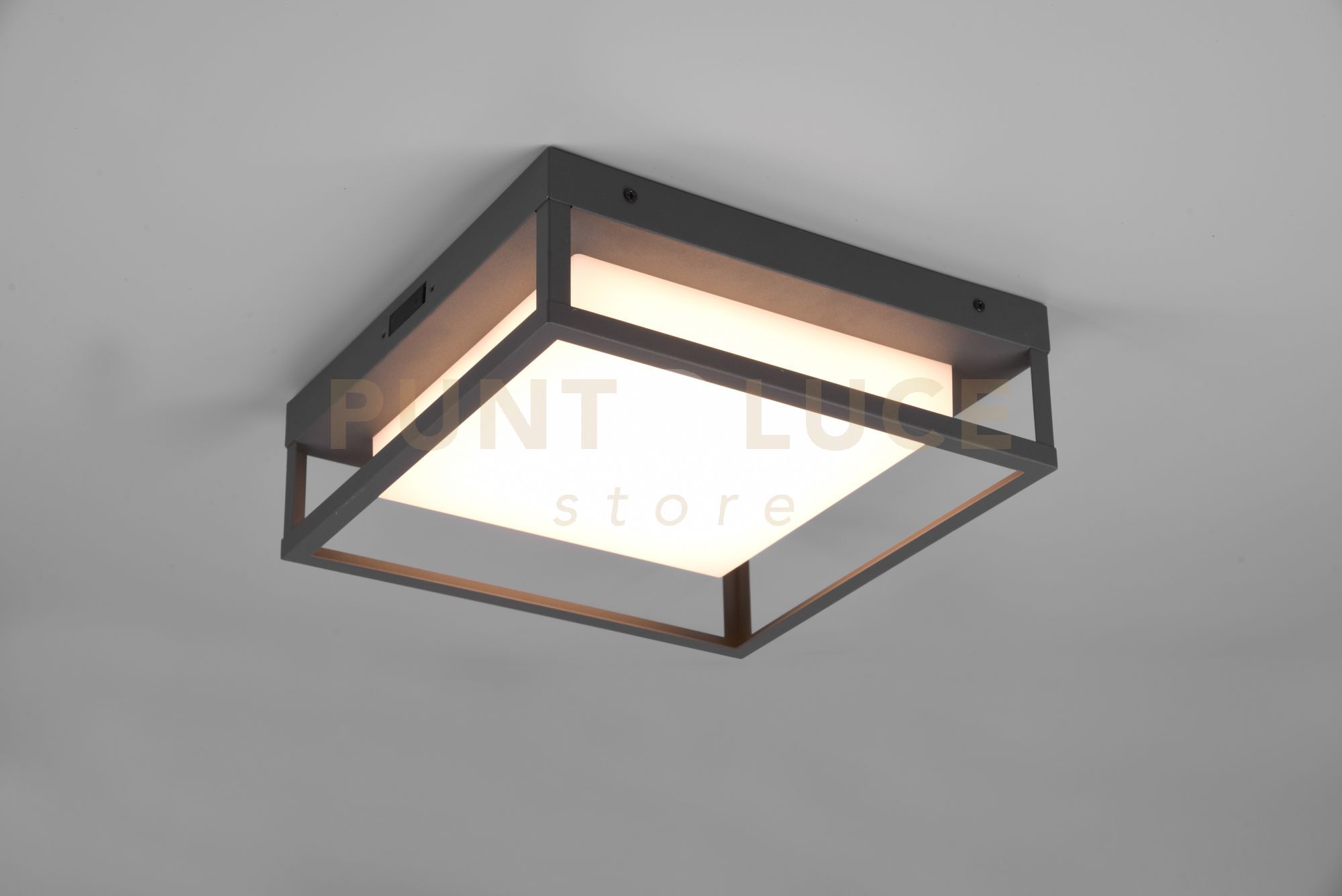 foto del prodotto witham plafoniera led 14w 1550lm, 2300 3000 4000k da esterno antracite con regolazione luce calda fredda ip44 l.30 cm