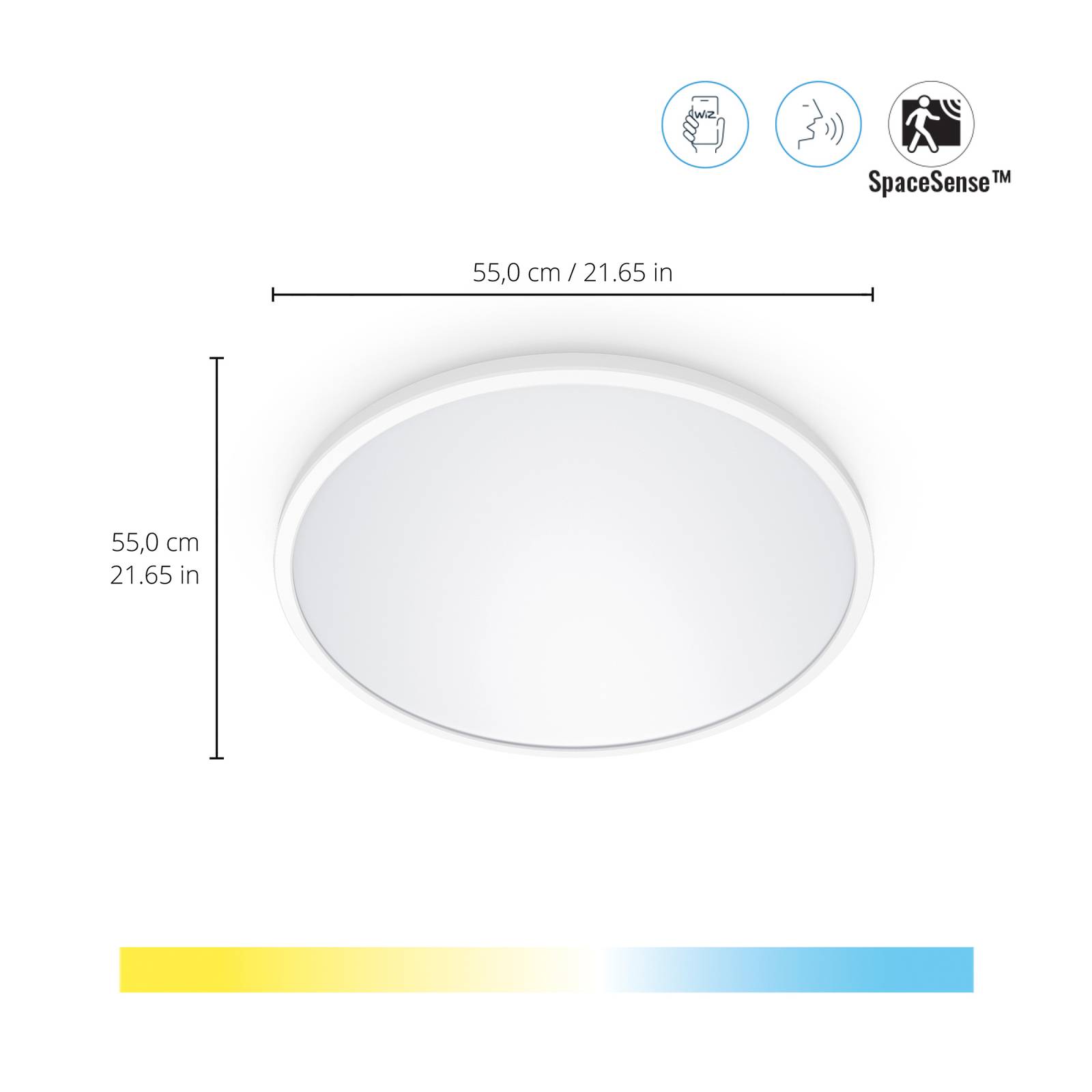 foto del prodotto wiz superslim plafoniera a led cct 55cm bianco