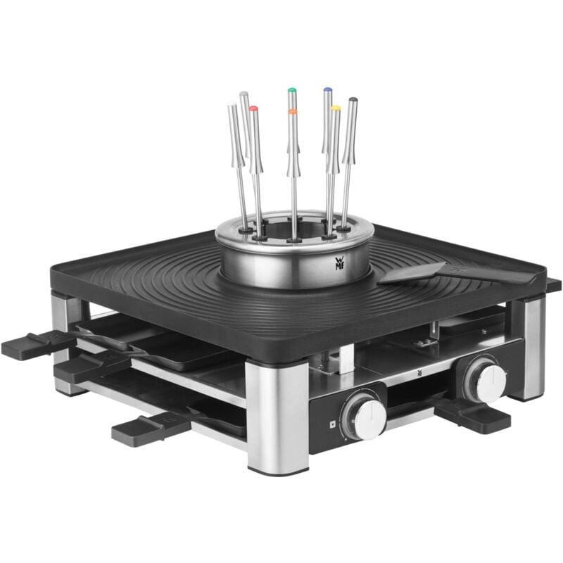 foto del prodotto wmf - lumero - grill gourmet 3 in 1, 3 funzioni raclette, fondue, grill illuminazione led, gourmet, fino a 8 persone, fino a 1 l, acciaio inox, antiaderente