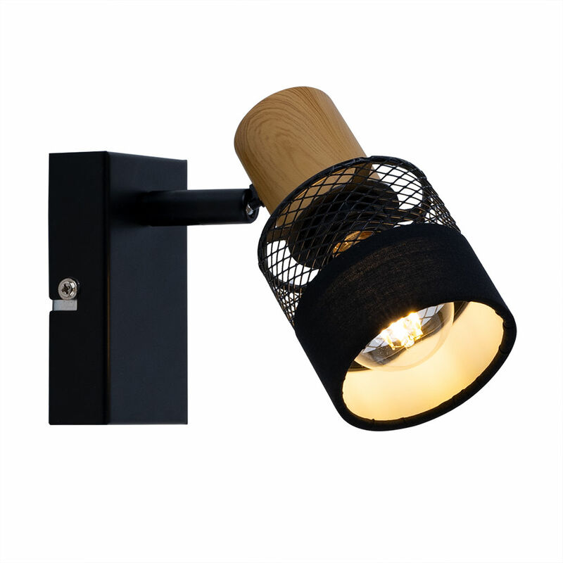 foto del prodotto wofi lampada da parete per soggiorno, lampada da corridoio, lampada da parete con spot mobile, tessuto in metallo, legno, 1x attacco e14, lxlxa