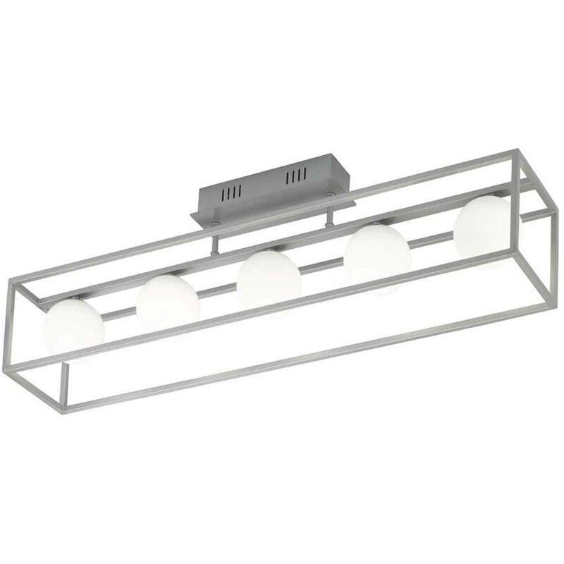foto del prodotto wofi lampada da soffitto lampada da soggiorno lampada da soffitto a led in vetro lampada da soffitto argento 5 fiamme, vetro metallico, 5x led 3.5w