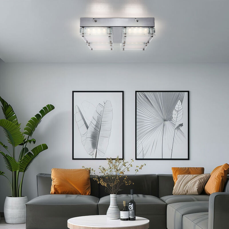 foto del prodotto wofi lampada da soffitto lampada soggiorno, 4 fiamme, moderna, metallo vetro, cromo, 4x led 3,2 watt 360 lumen 3500 kelvin bianco caldo, lxpxh