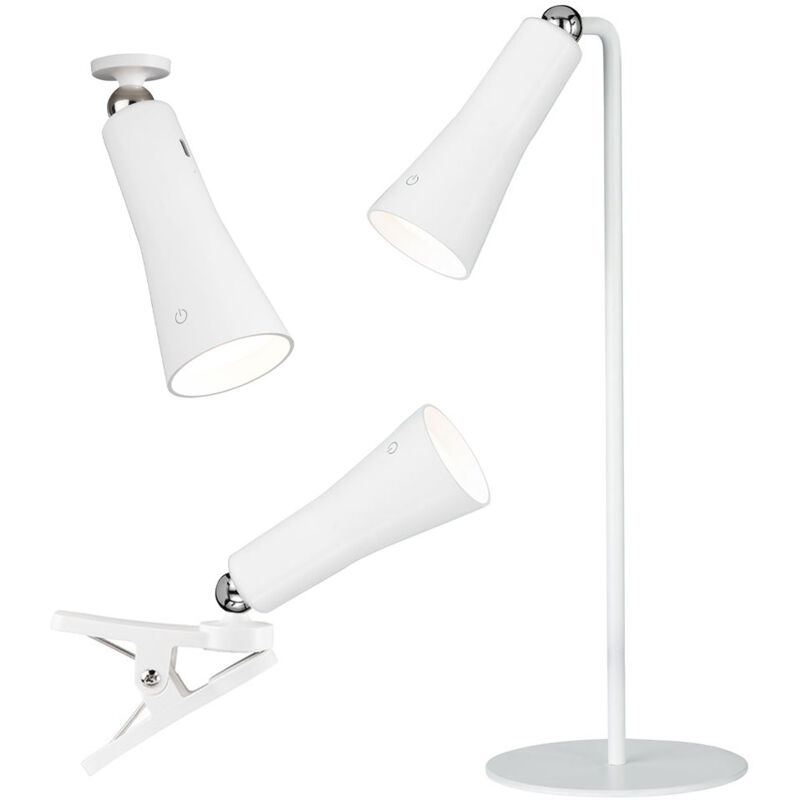 foto del prodotto wofi lampada led morsetto lampada da tavolo batteria lampada da scrivania lampada da parete dimmerabile torcia, con cavo di ricarica, 1.5w 160lm