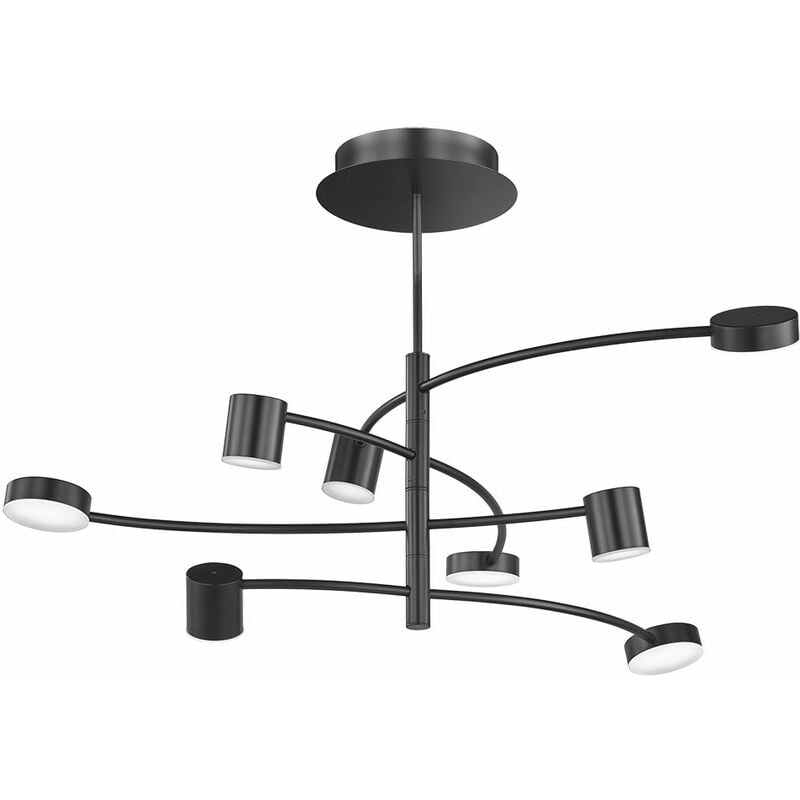 foto del prodotto wofi plafoniera, 8 fiamme, lampade, plafoniere, plafoniere, nero, soggiorno, vetro metallo, led 44w 2250lm 3000k, lxpxh 100x100x54cm 11777