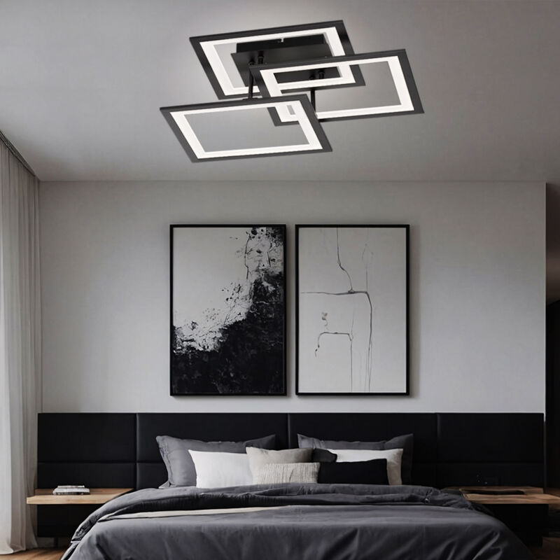 foto del prodotto wofi plafoniera a led nera moderna lampada da soggiorno dimmerabile, dimmer a 3 livelli tramite interruttore a parete, 1x led 33 watt 2500 lumen