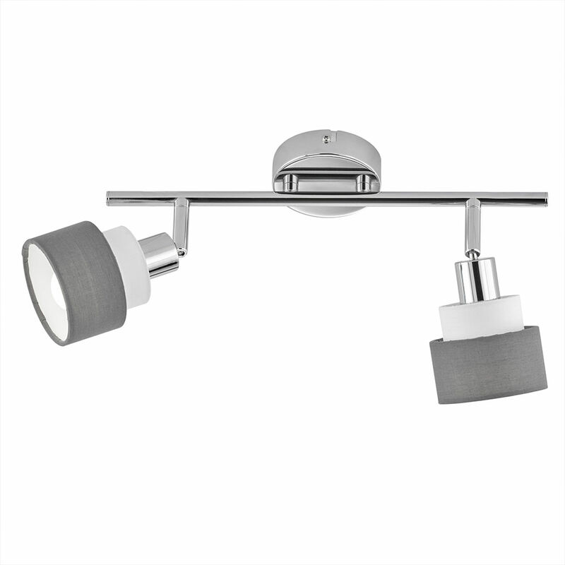 foto del prodotto wofi plafoniera, faretto da soffitto, lampada da camera, fascia per faretti orientabile, 2 fiamme, tessuto in acciaio, cromo, 2x e14, lxpxh 48x9x20