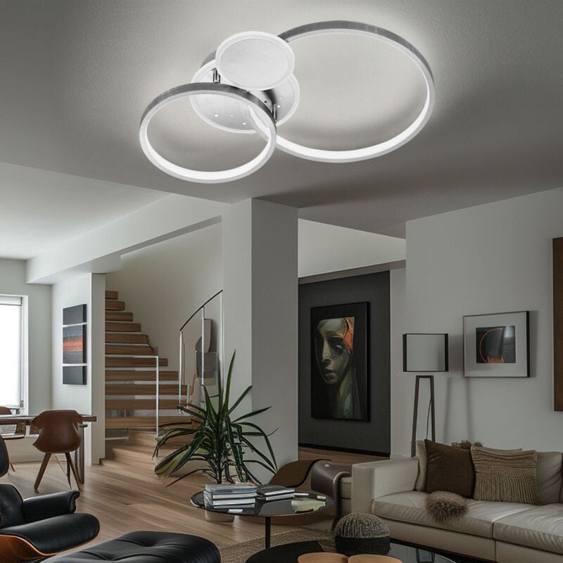foto del prodotto wofi plafoniera led anello dimmerabile plafoniera anelli argento plafoniera dimmerabile soggiorno, 3 livelli, 32,5w 2100lm bianco caldo, lxpxa