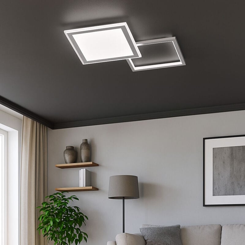 foto del prodotto wofi plafoniera led con telecomando plafoniera sala da pranzo dimmerabile cct, alluminio argento, 36w 2000lm, lxpxh 51x51x4.5 cm 11523